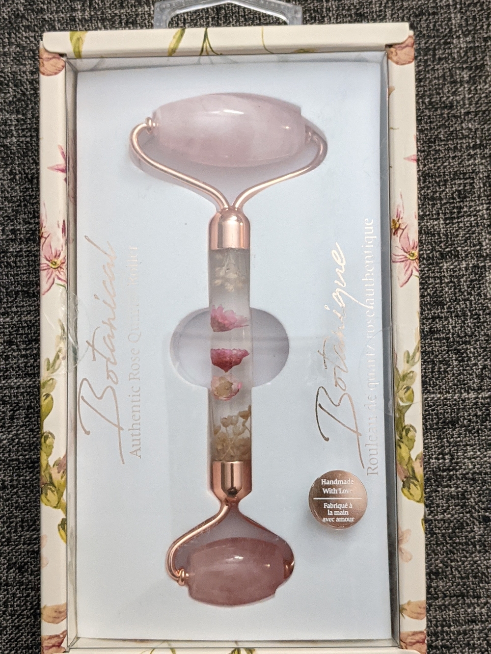Rose Quartz Facial Roller - Pink Gemstone Skin Tool